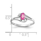 14k White Gold 5x3mm Oval Pink Sapphire and AA Diamond Ring