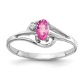 14k White Gold 5x3mm Oval Pink Sapphire and VS Diamond Ring