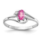 14k White Gold 5x3mm Oval Pink Sapphire and AAA Diamond Ring