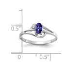 14k White Gold 5x3mm Oval Tanzanite and AA Diamond Ring
