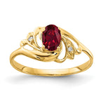 14k 6x4mm Oval Lab-Created Ruby and VS Diamond Ring