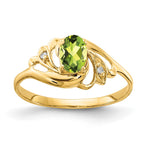 14k 6x4mm Oval Peridot and AA Diamond Ring