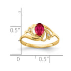 14k 6x4mm Oval Ruby and AA Diamond Ring