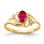 14k 6x4mm Oval Ruby and AA Diamond Ring