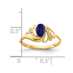 14k 6x4mm Oval Blue Sapphire and AA Diamond Ring