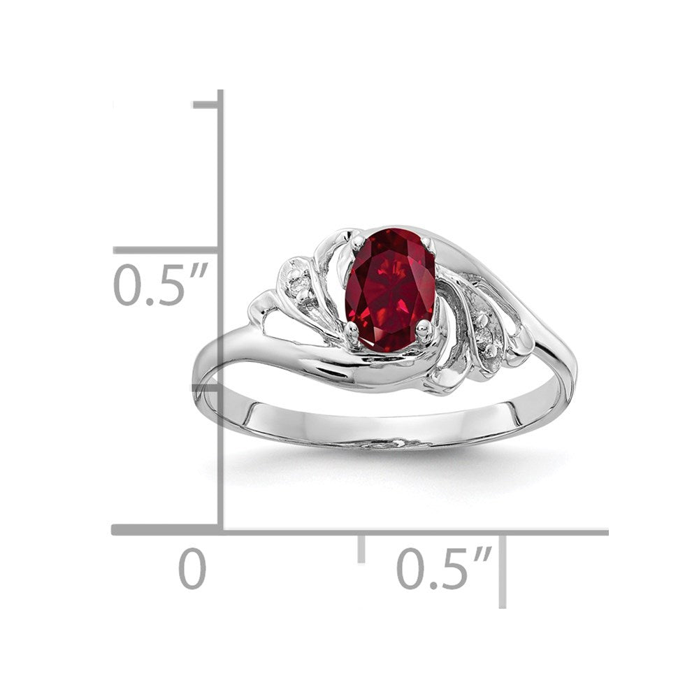 14k White Gold 6x4mm Oval Lab-Created Ruby and AAA Diamond Ring
