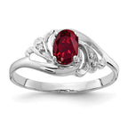 14k White Gold 6x4mm Oval Lab-Created Ruby and AAA Diamond Ring