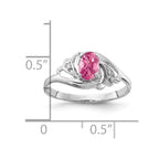 14k White Gold 6x4mm Oval Pink Tourmaline and AA Diamond Ring