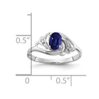 14k White Gold 6x4mm Oval Blue Sapphire and A Diamond Ring