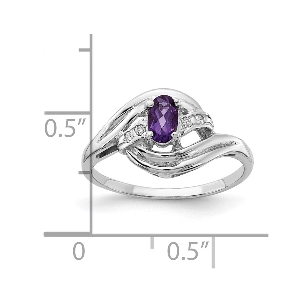 14k White Gold 5x3mm Oval Amethyst and 1/20 carat AA Diamond Ring