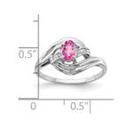 14k White Gold 5x3mm Oval Pink Sapphire and AA Diamond Ring