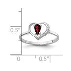 14k White Gold 5x3mm Pear Garnet and AA Diamond Heart Ring
