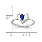 14k White Gold 5x3mm Pear Blue Sapphire and AA Diamond Heart Ring