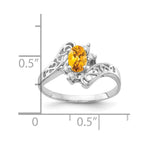 14k White Gold 6x4mm Oval Citrine and 1/20 carat AA Diamond Ring