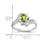 14k White Gold 6x4mm Oval Peridot and 1/20 carat A Diamond Ring