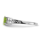 14k White Gold 6x4mm Oval Peridot and VS Diamond Filigree Ring