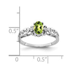 14k White Gold 6x4mm Oval Peridot and AAA Diamond Filigree Ring