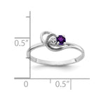 14k White Gold 3mm Amethyst and AA Diamond Accent Ring