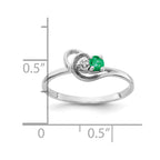 14k White Gold 3mm Emerald and AA Diamond Accent Ring