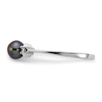 14k White Gold 5mm Black Freshwater Cultured Pearl and 1/15 carat VS Diamond Ring