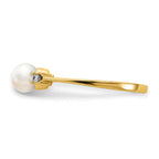 14k 5mm White Freshwater Cultured Pearl and 1/15 carat AA Diamond Ring