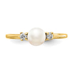 14k 5mm White Freshwater Cultured Pearl and 1/15 carat A Diamond Ring