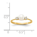 14k 5mm White Freshwater Cultured Pearl and 1/15 carat AAA Diamond Ring