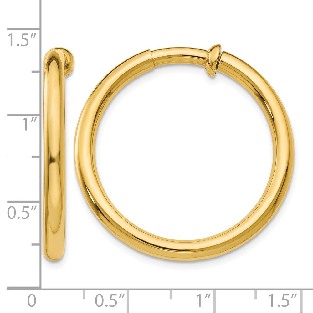 14k 3x25mm Polished Tube Hoop Non-pierced Earrings