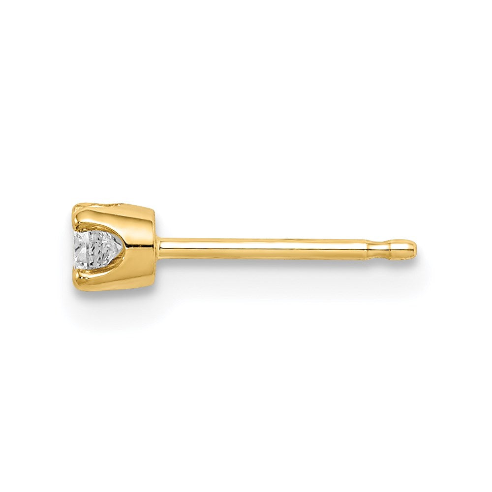 14k 1/8 carat Single Stud AA Diamond Earring