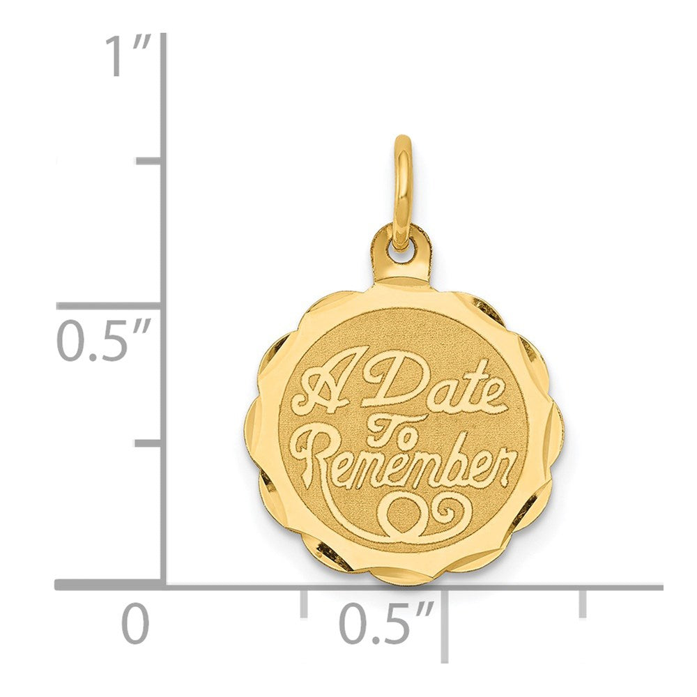 14K A DATE TO REMEMBER 15mm Engravable Disc Charm