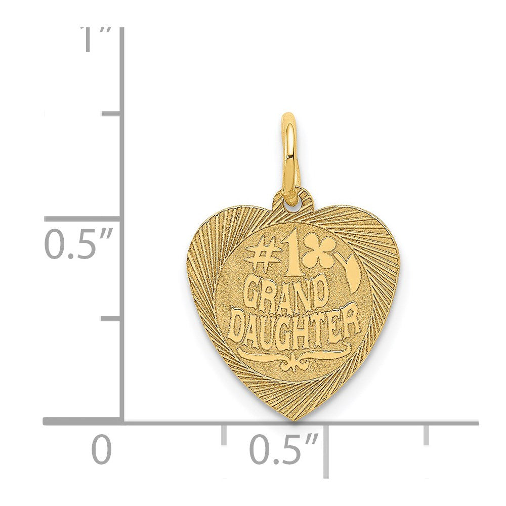 14k #1 GRANDDAUGHTER 14mm Engravable Heart Charm