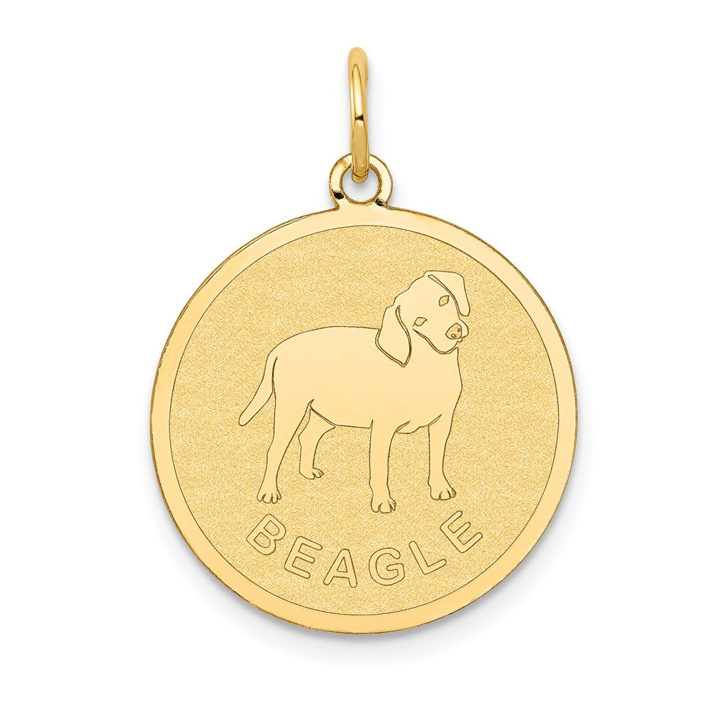 14k BEAGLE 20mm Engravable Disc Dog Charm