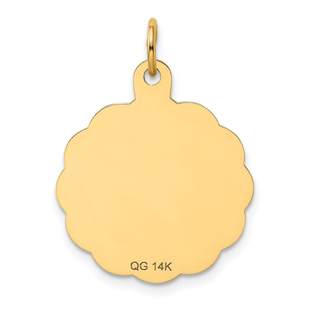 14k Baseball 20mm Engravable on Back Disc Charm