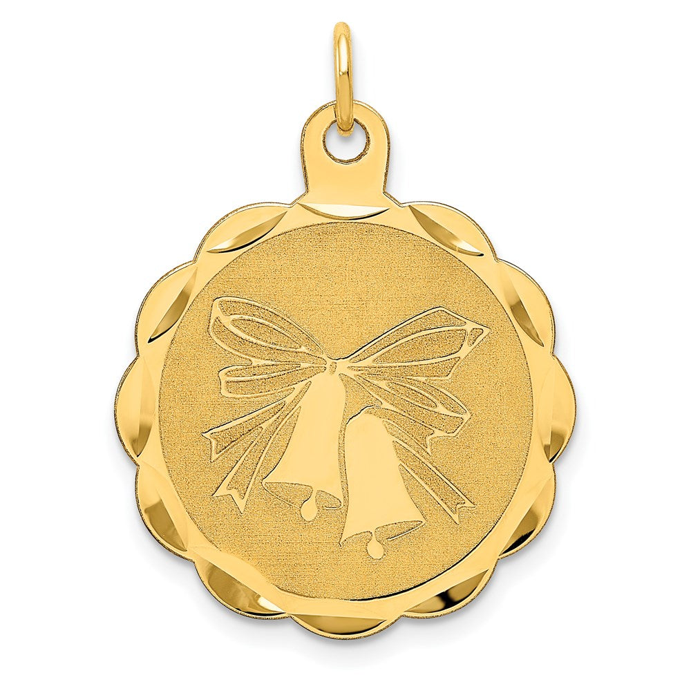 14k Wedding Bells 23mm Engravable Disc Charm