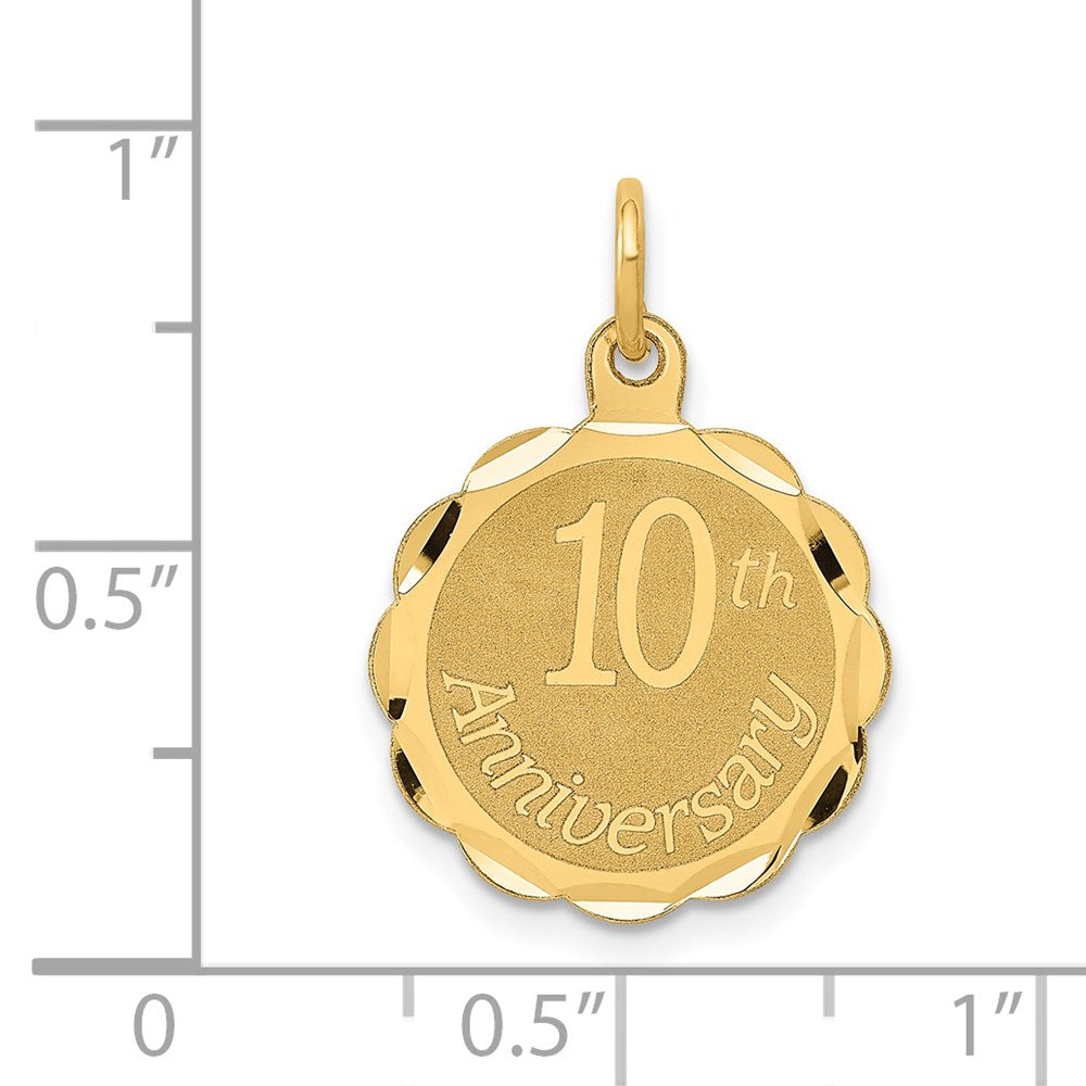 14K 10th ANNIVERSARY 16mm Engravable Disc Charm