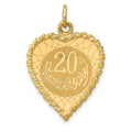 14K 20th ANNIVERSARY 19mm Engravable Rope-Edge Heart Charm