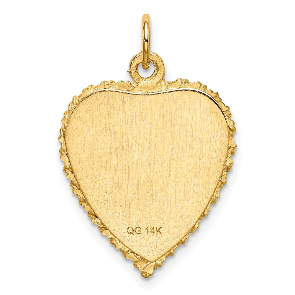 14K 50th ANNIVERSARY 19mm Engravable Rope-Edge Heart Charm