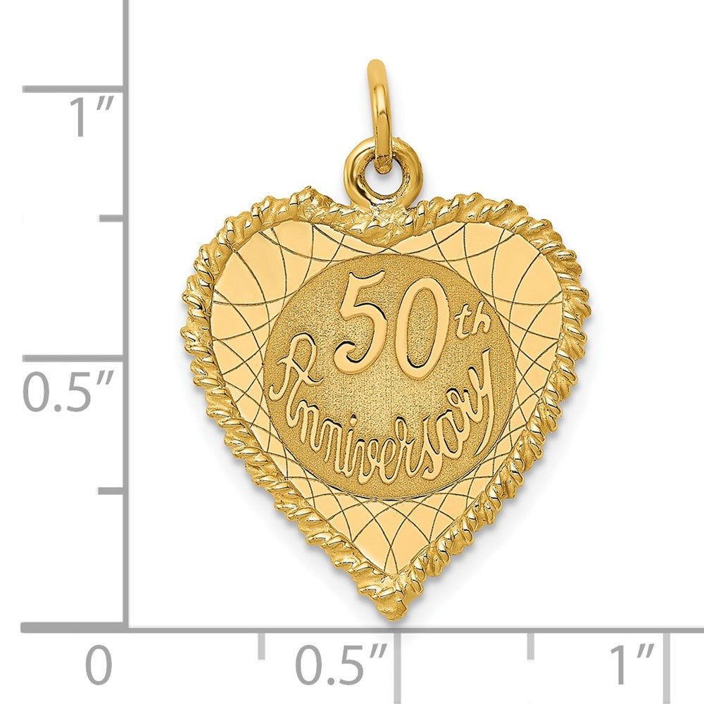 14K 50th ANNIVERSARY 19mm Engravable Rope-Edge Heart Charm