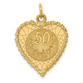 14K 50th ANNIVERSARY 19mm Engravable Rope-Edge Heart Charm