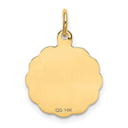 14k Polished IT'S A BOY Scalloped 16mm Engravable Disc Charm