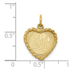14k #1 GRANDDAUGHTER 15mm Engravable Heart with Rope Edge Charm