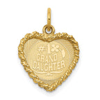 14k #1 GRANDDAUGHTER 15mm Engravable Heart with Rope Edge Charm