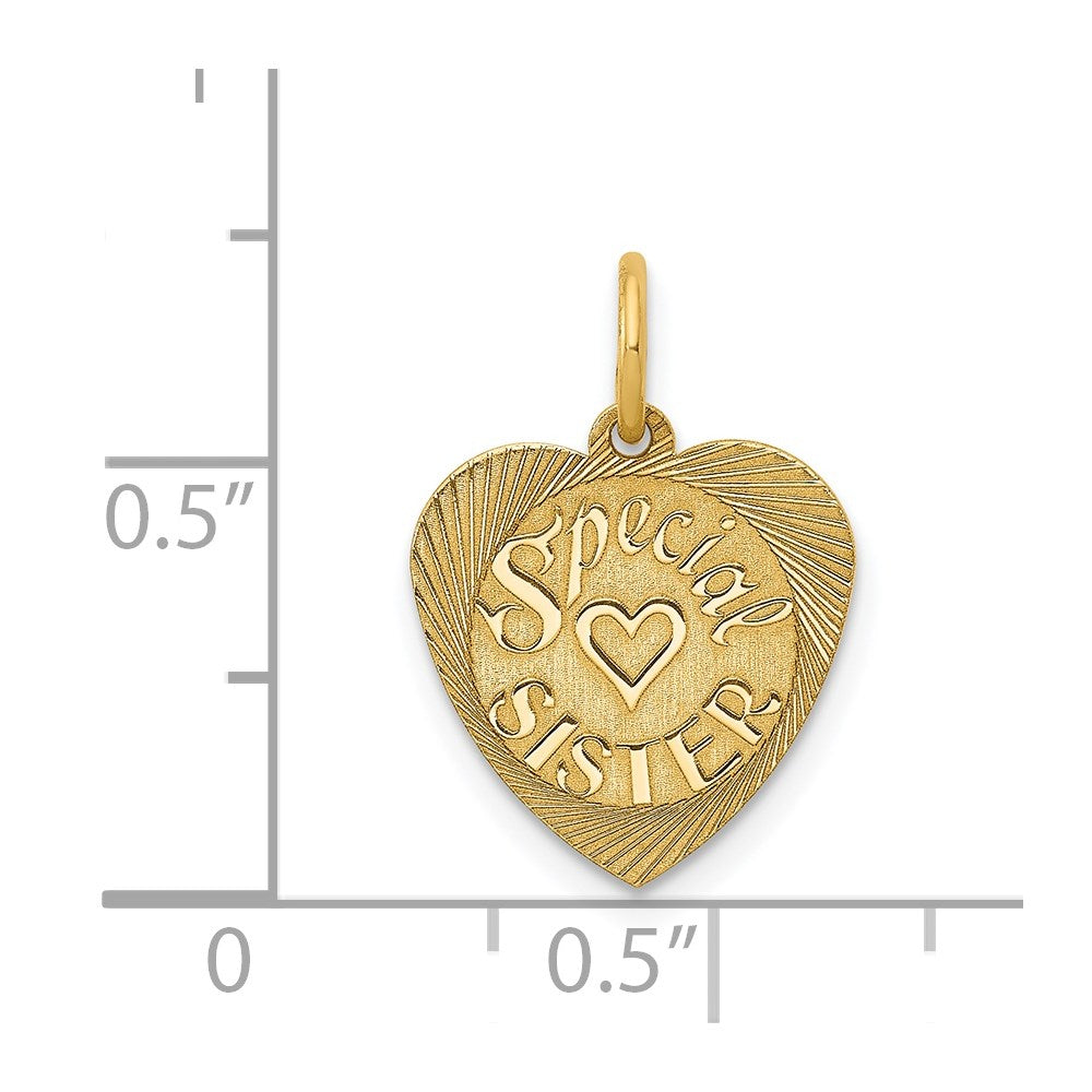 14K SPECIAL SISTER 12mm Engravable Heart Charm