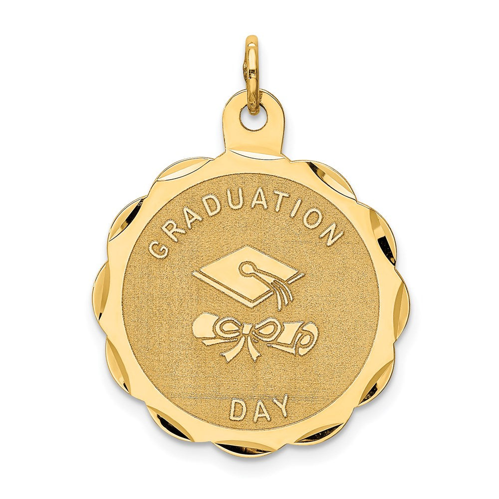 14k GRADUATION DAY with Diploma Engravable Disc Charm