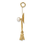 14k Graduation Cap with Freshwater Cultured Pearl and Moveable Tassel Charm