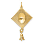 14k Graduation Cap with Freshwater Cultured Pearl and Moveable Tassel Charm