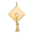 14k Graduation Cap with Freshwater Cultured Pearl and Moveable Tassel Charm