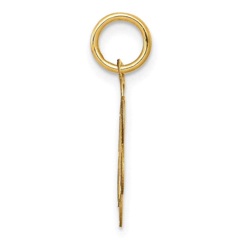 14k Polished MY CONFIRMATION with Dove Scalloped Edge Round Charm