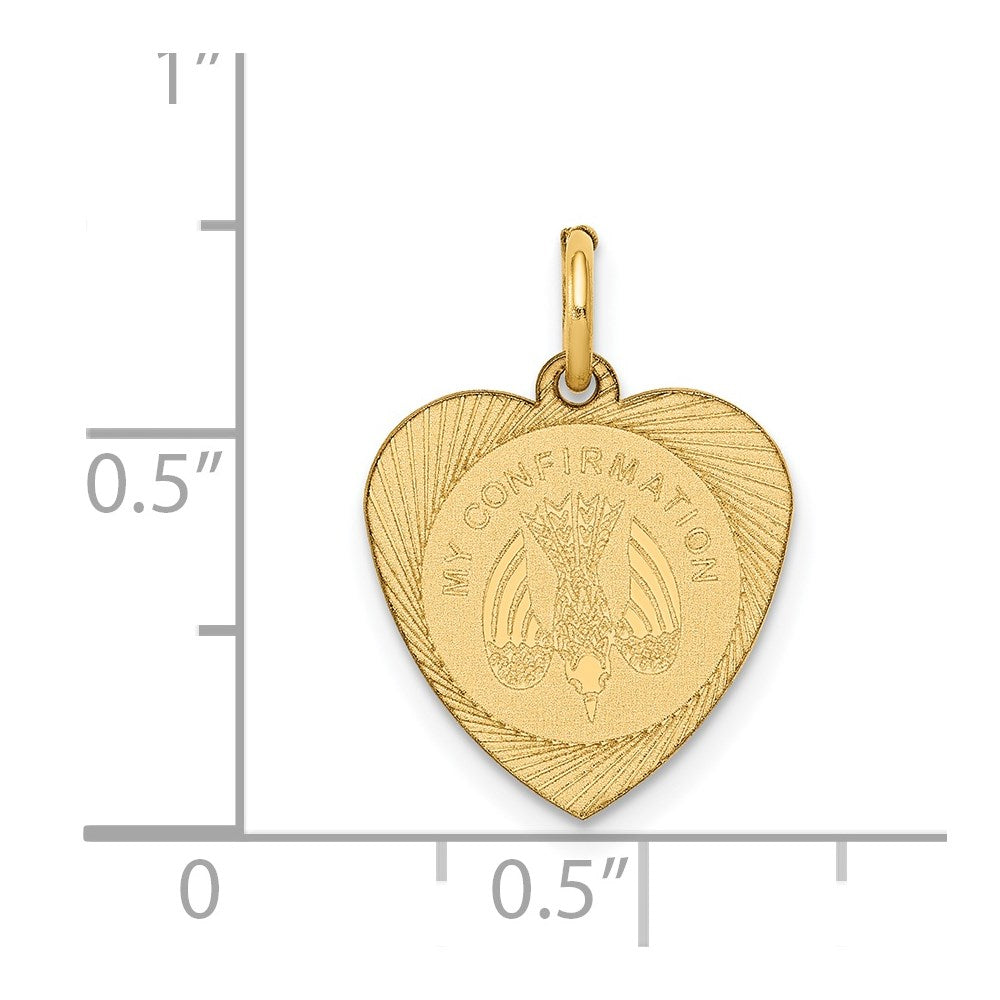 14k Polished MY CONFIRMATION with Dove Heart Disc Charm