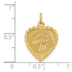 14K SWEET 16 Engravable 15mm Heart Charm